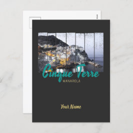 Cartão Postal De Festividades Cinque Terre Manarola Riomaggiore Vintage italiano