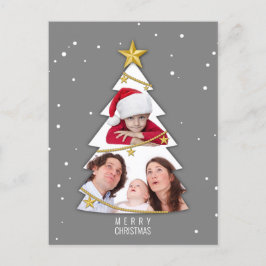 Cartão Postal De Festividades Cinza de Colagem de Fotos da Árvore de Natal Moder