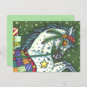 Cartão Postal De Festividades Cinza DE UM CAVALO ABERTO, COLORIDO