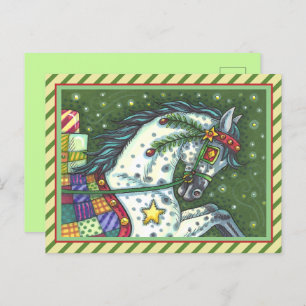 Cartão Postal De Festividades Cinza DE UM CAVALO ABERTO, COLORIDO