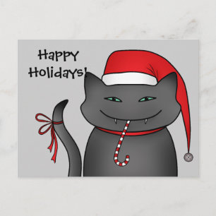Cartão Postal De Festividades Cinzas engraçadas do gato do Natal de Snarky