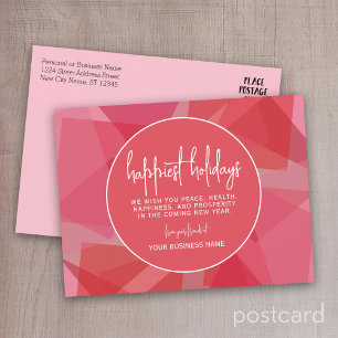 Cartão Postal De Festividades Círculo de Natal Vermelho Abstrato cor-de-rosa mod