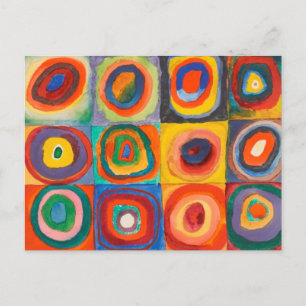 Cartão Postal De Festividades Círculos Concentrados Quadrados de Kandinsky