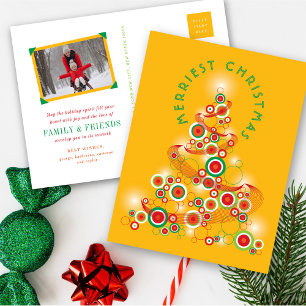 Cartão Postal De Festividades Círculos de humor com brilho na árvore de natal Ab