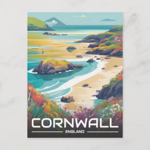 Cartão Postal De Festividades Circunscrição de Cornwall — Inglaterra — linha cos