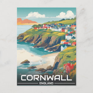 Cartão Postal De Festividades Circunscrição de Cornwall — Inglaterra — linha cos