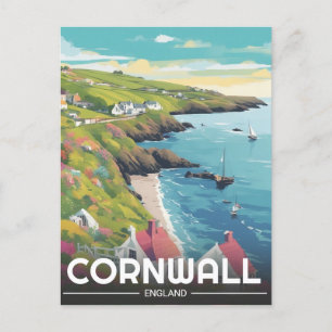 Cartão Postal De Festividades Circunscrição de Cornwall — Inglaterra — linha cos
