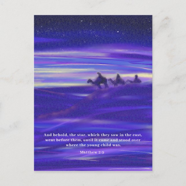 Cartão Postal De Festividades Citação de Bíblia de Aquarela de Três Sábios (Frente)