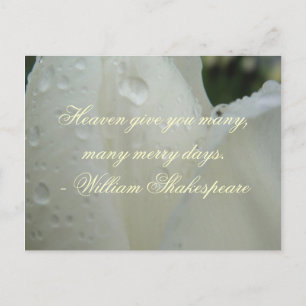 Cartão Postal De Festividades Citação de Dias Alegres de Shakespeare, Branco