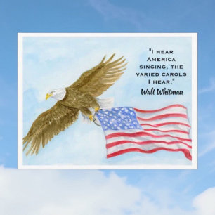 Cartão Postal De Festividades Citação de Walt Whitman Águia Careca Voando com a