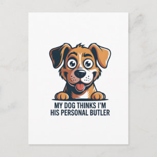 Cartão Postal De Festividades Citação engraçada de cachorro mordomo desenho anim
