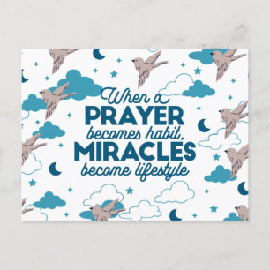 Cartão Postal De Festividades Citações de fé e padrão de aves