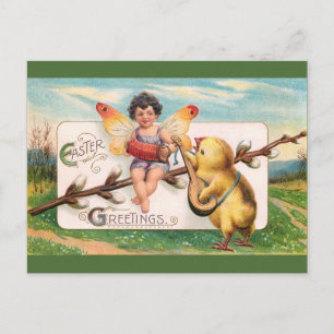 Cartão Postal De Festividades Clapsaddle: Fada de Páscoa de Música