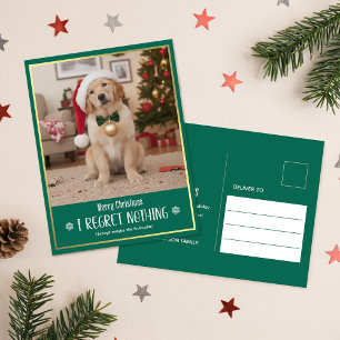 Cartão Postal De Festividades Clássico Foto de Cachorro Fofo Evergreen Feliz Nat
