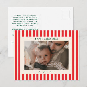 Cartão Postal De Festividades Clássico Natal Férias Uma Foto Faixa Vermelha