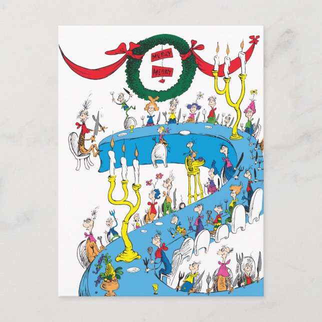 Cartão Postal De Festividades Clássico O Grinch | Alegre Banquete Alegre (Frente)
