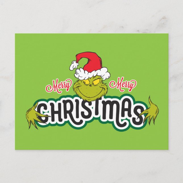 Cartão Postal De Festividades Clássico O Grinch | Feliz Feliz Natal (Frente)