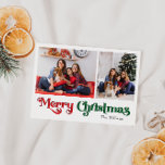 Cartão Postal De Festividades Clássico Simples Feliz Natal - Duas Foto<br><div class="desc">Celebre a temporada com este simples e único e clássico Cartão de Natal Merry, dois cartões postais de Natal com fotos, com um toque de charme de vintage. A design minimalista apresenta uma elegante paleta de cores vermelha e verde, evocando o espírito aconchegante do inverno. O seu apelo moderno e...</div>