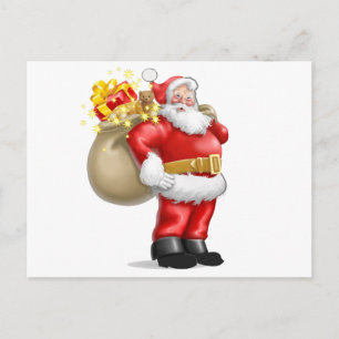 Cartão Postal De Festividades Cláusula Santa com Presentes