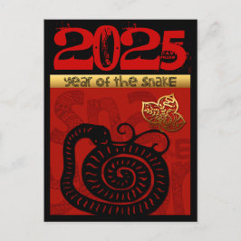 Cartão Postal De Festividades Cobra Fofo Ano Chinês 2025 Zodíaco Aniversário VHP