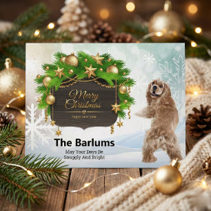 Cartão Postal De Festividades Cocker Spaniel Feliz Natal Personalizado