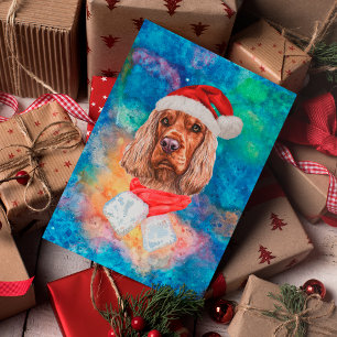 Cartão Postal De Festividades Cocker Spaniel Inglês Raça Cachorro Natal