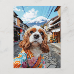 Cartão Postal De Festividades Cocker Spaniel King Charles tira selfies em todo o