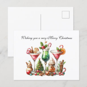Cartão Postal De Festividades Cocktail de Natal personalizável Festivo