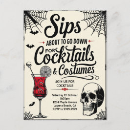 Cartão Postal De Festividades Cocktails & Fantasias Halloween