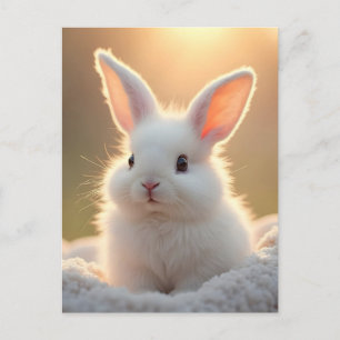 Cartão Postal De Festividades Coelhinho branco, fofinho e fofo, personalizado