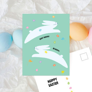 Cartão Postal De Festividades Coelhinho da Páscoa Alegre   Páscoa Minimalista Mo