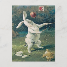 Cartão Postal De Festividades Coelhinho da Páscoa Brincando com a Lírio