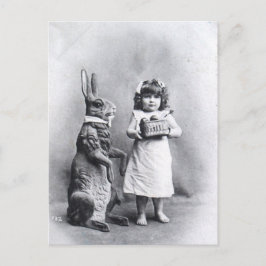 Cartão Postal De Festividades Coelhinho da Páscoa do Victorian com menina