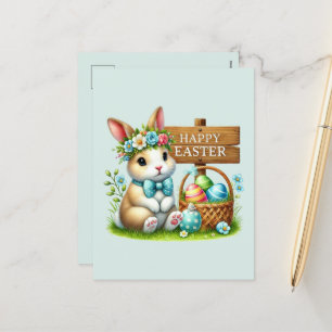 Cartão Postal De Festividades Coelhinho de Felz pascoa bonito