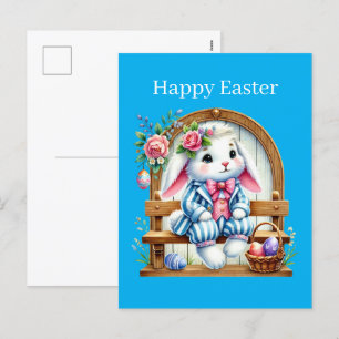 Cartão Postal De Festividades Coelhinho de Felz pascoa bonito