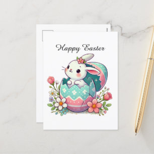 Cartão Postal De Festividades Coelhinho de Felz pascoa bonito