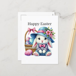 Cartão Postal De Festividades Coelhinho de Felz pascoa bonito