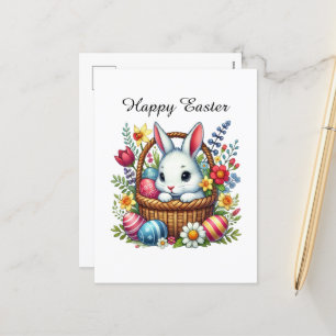 Cartão Postal De Festividades Coelhinho de Felz pascoa bonito