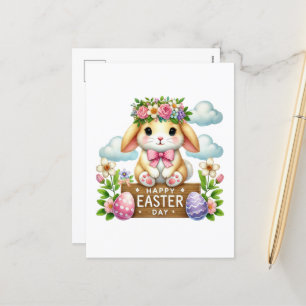 Cartão Postal De Festividades Coelhinho de Felz pascoa bonito