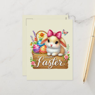 Cartão Postal De Festividades Coelhinho de Felz pascoa bonito