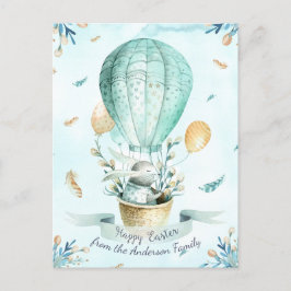 Cartão Postal De Festividades Coelhinho de Felz pascoa Floral Moderno