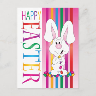 Cartão Postal De Festividades Coelhinho de Páscoa com Feijõezinhos Coloridos