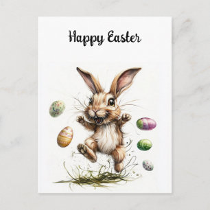 Cartão Postal De Festividades Coelhinho de Páscoa louco