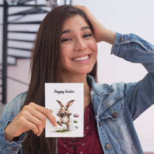 Cartão Postal De Festividades Coelhinho de Páscoa louco