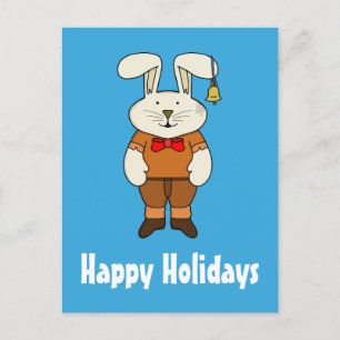 Cartão Postal De Festividades Coelhinho Personalizado com um sino no ouvido
