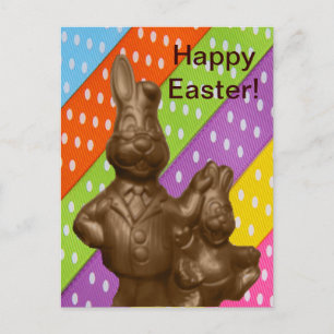 Cartão Postal De Festividades Coelhinhos de Páscoa de Chocolate