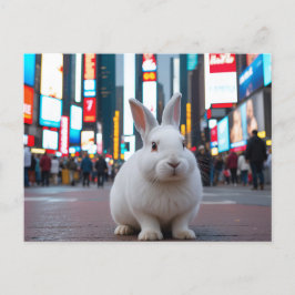 Cartão Postal De Festividades Coelho Branco na Times Square
