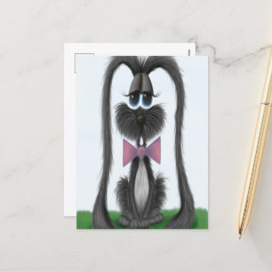 Cartão Postal De Festividades Coelho Coelhinho de cinza