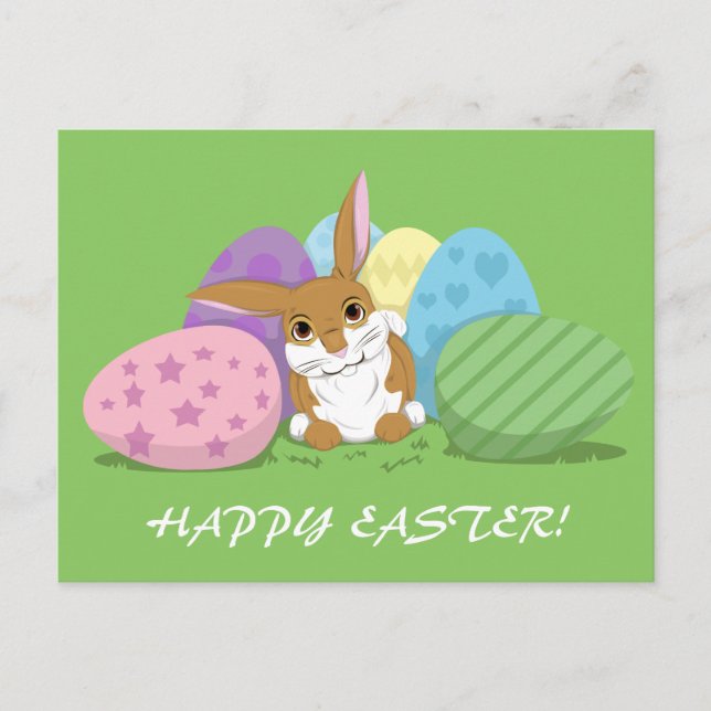 Cartão Postal De Festividades Coelho da Páscoa (Frente)