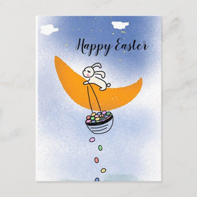 Cartão Postal De Festividades Coelho da Páscoa (Frente)